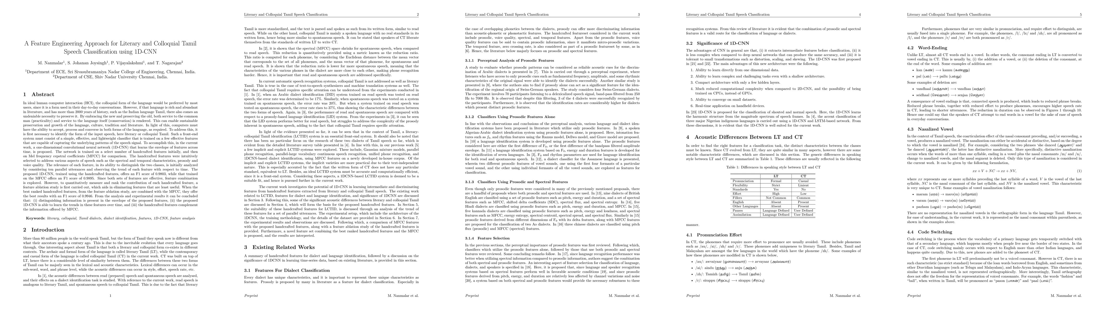 Thumbnail for A Feature Engineering Approach for Literary and Colloquial Tamil Speech
  Classification using 1D-CNN