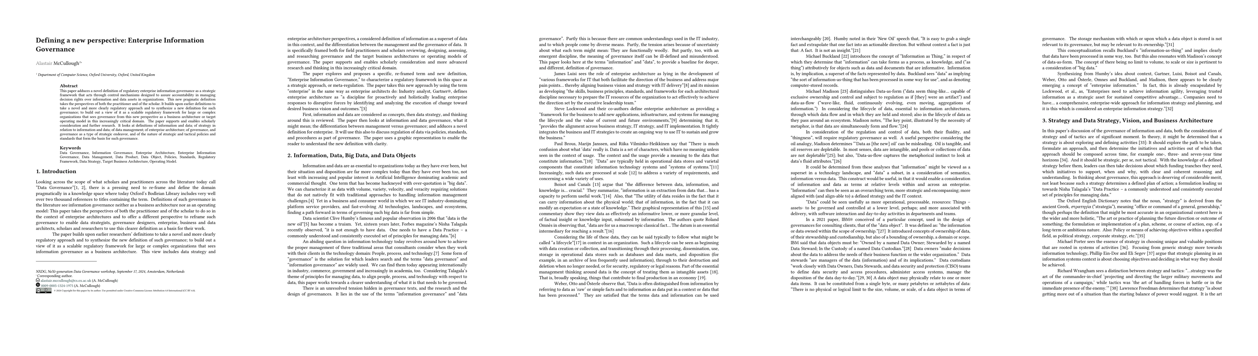 Thumbnail for Defining a new perspective: Enterprise Information Governance