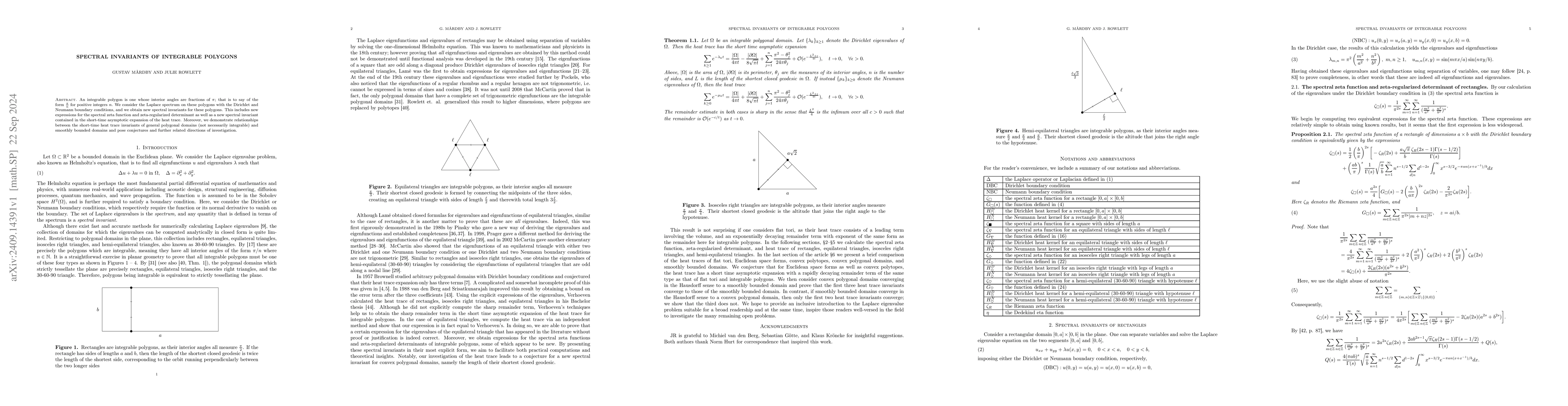 Thumbnail for Spectral invariants of integrable polygons