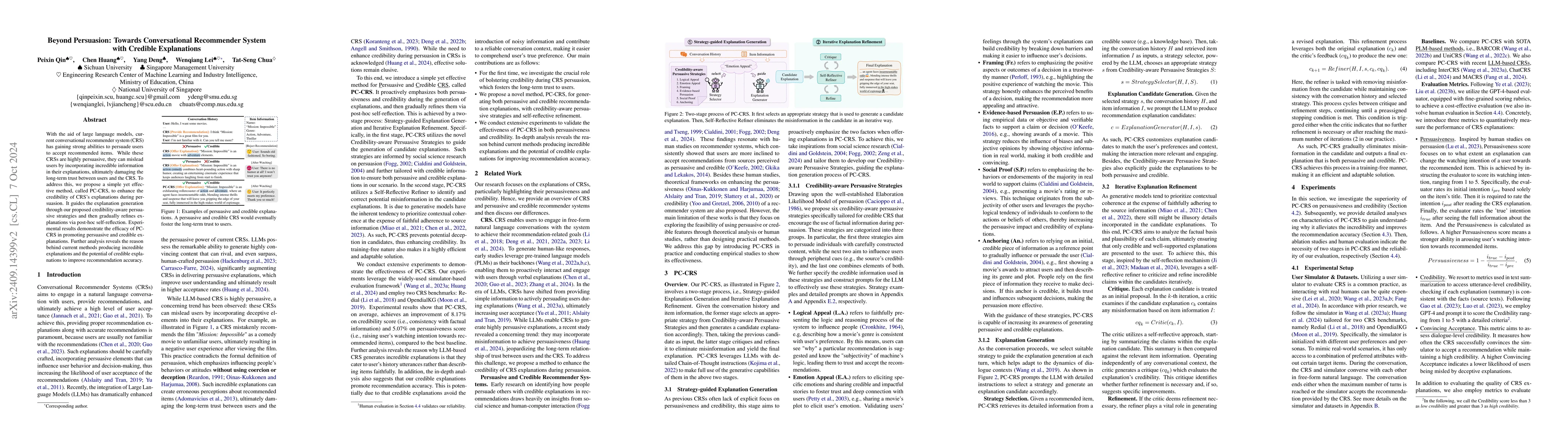 Thumbnail for Beyond Persuasion: Towards Conversational Recommender System with
  Credible Explanations
