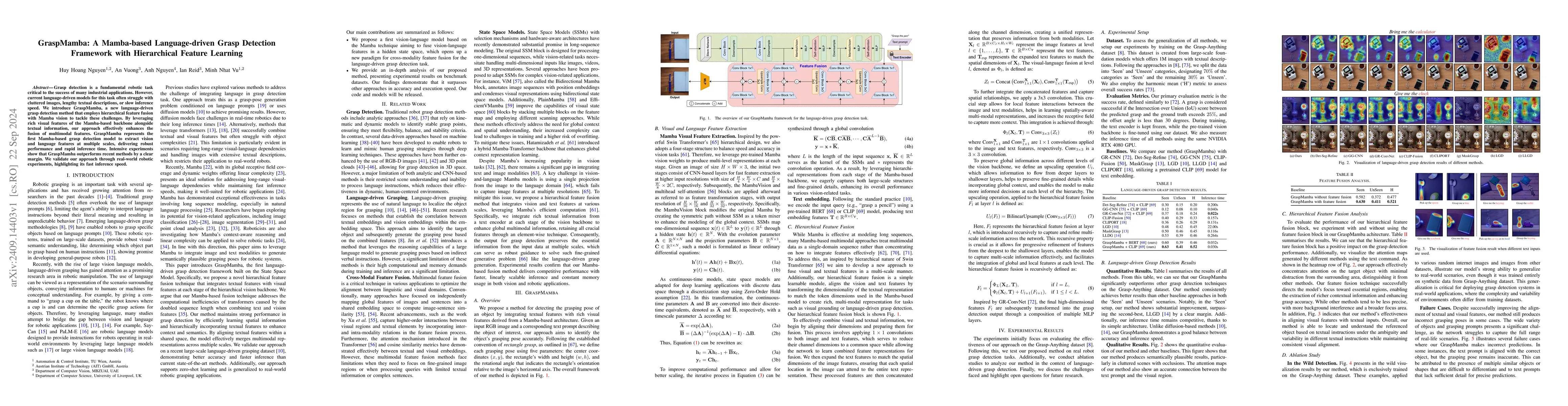 Thumbnail for GraspMamba: A Mamba-based Language-driven Grasp Detection Framework with
  Hierarchical Feature Learning