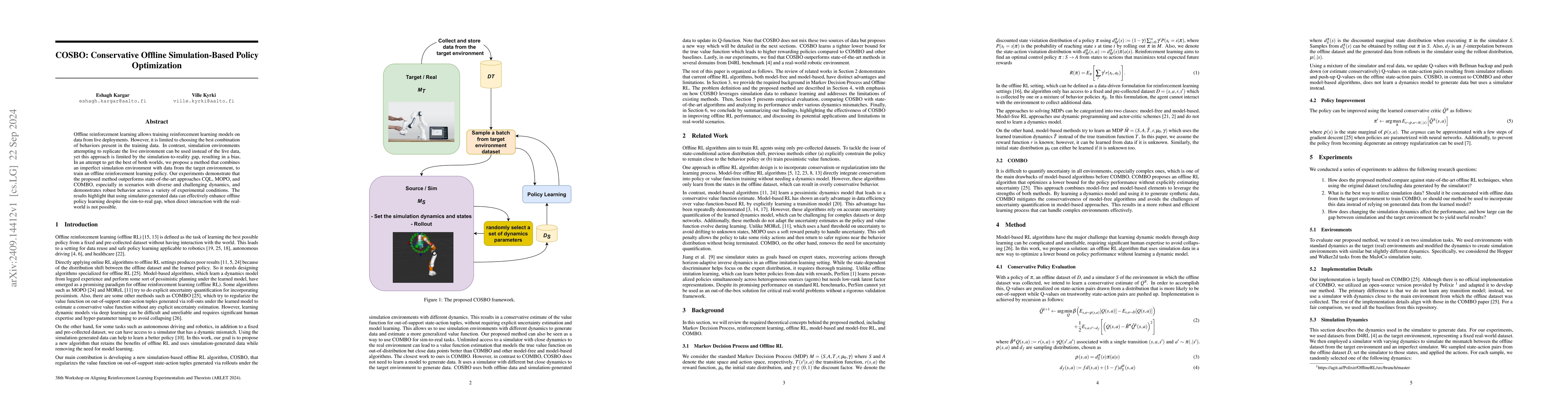 Thumbnail for COSBO: Conservative Offline Simulation-Based Policy Optimization