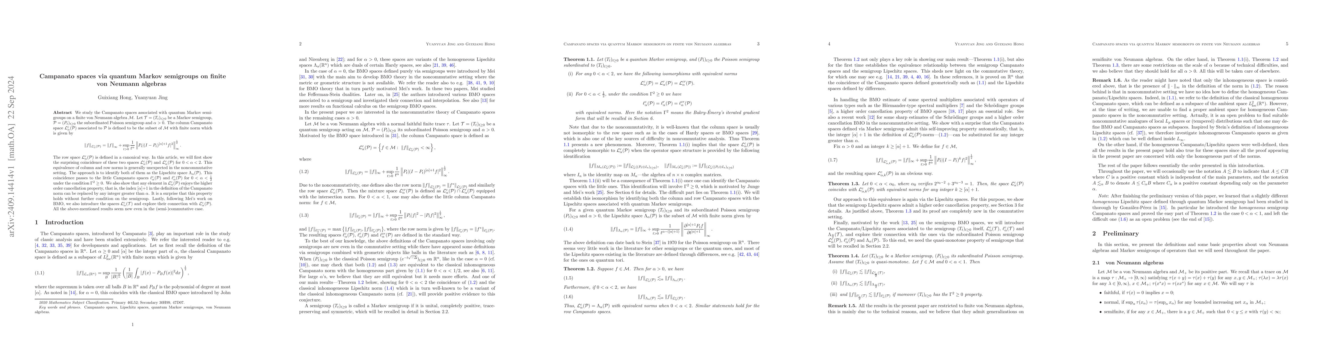 Thumbnail for Campanato spaces via quantum Markov semigroups on finite von Neumann
  algebras