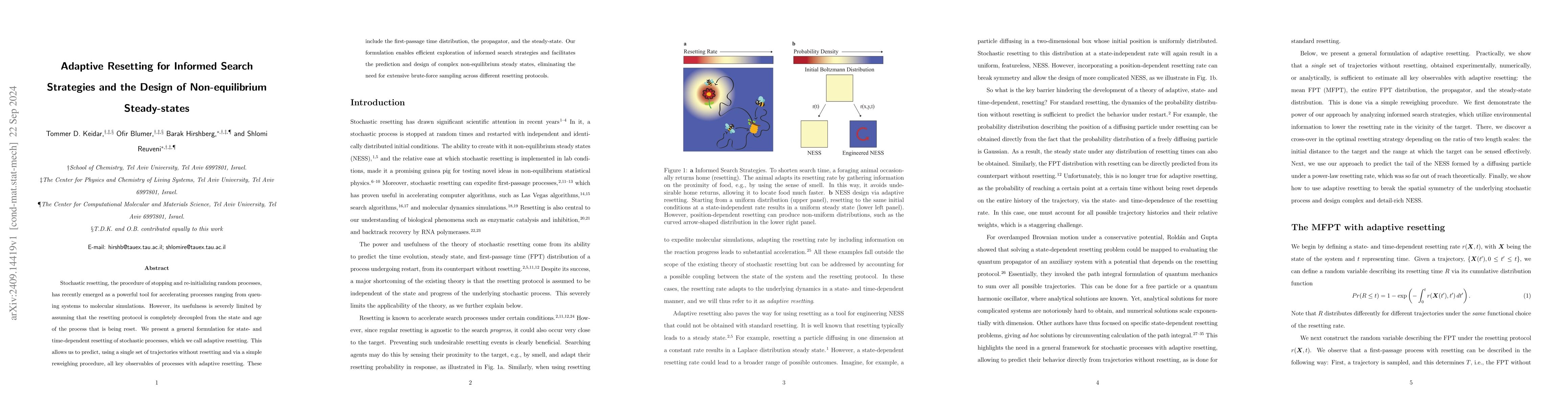 Thumbnail for Adaptive Resetting for Informed Search Strategies and the Design of
  Non-equilibrium Steady-states