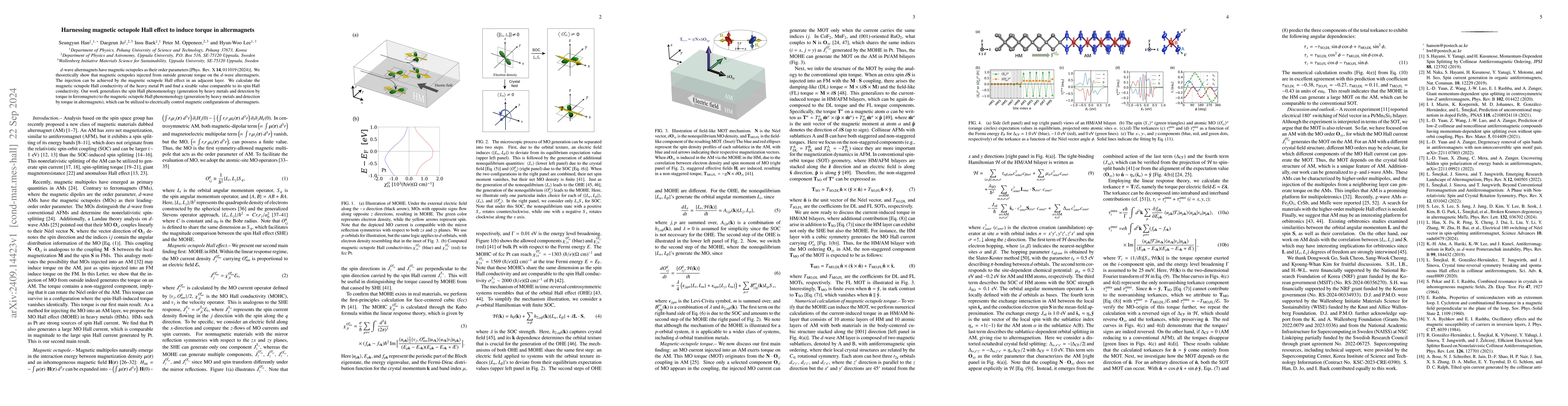 Thumbnail for Harnessing magnetic octupole Hall effect to induce torque in
  altermagnets