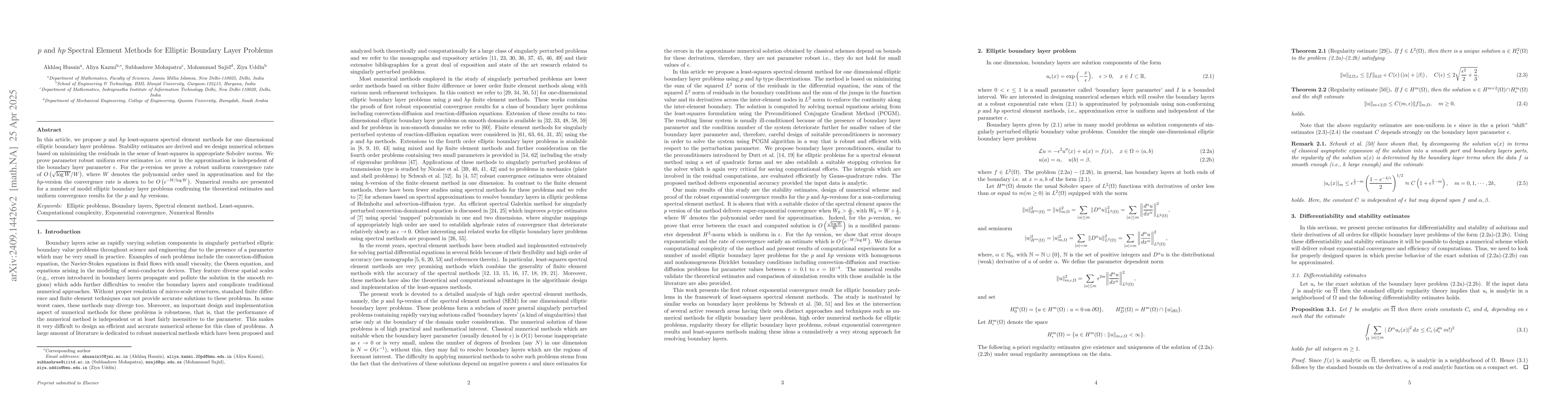 Thumbnail for p and hp Spectral Element Methods for Elliptic Boundary Layer Problems