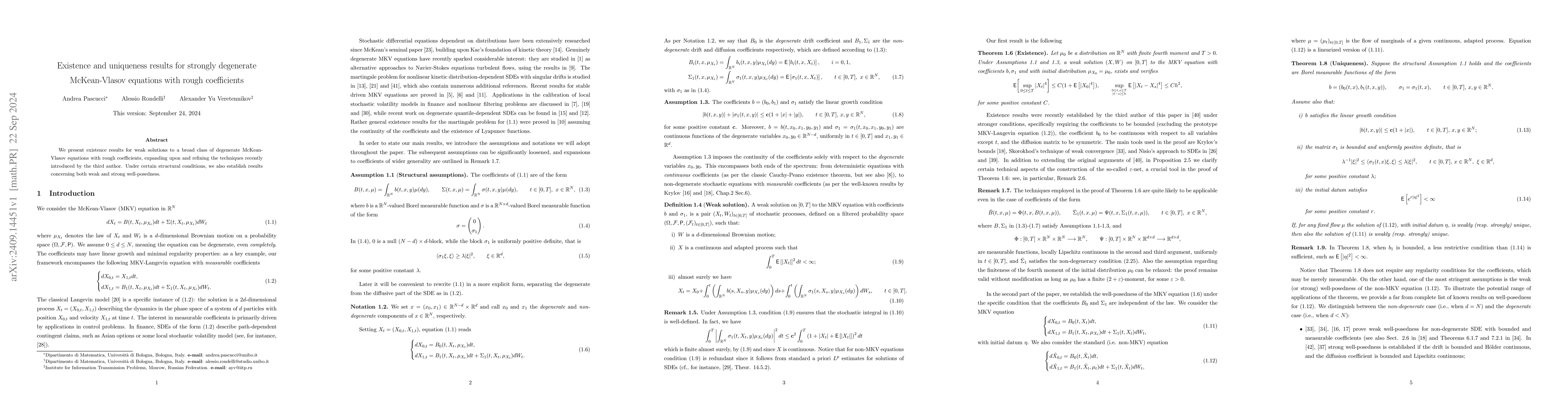 Thumbnail for Existence and uniqueness results for strongly degenerate McKean-Vlasov
  equations with rough coefficients