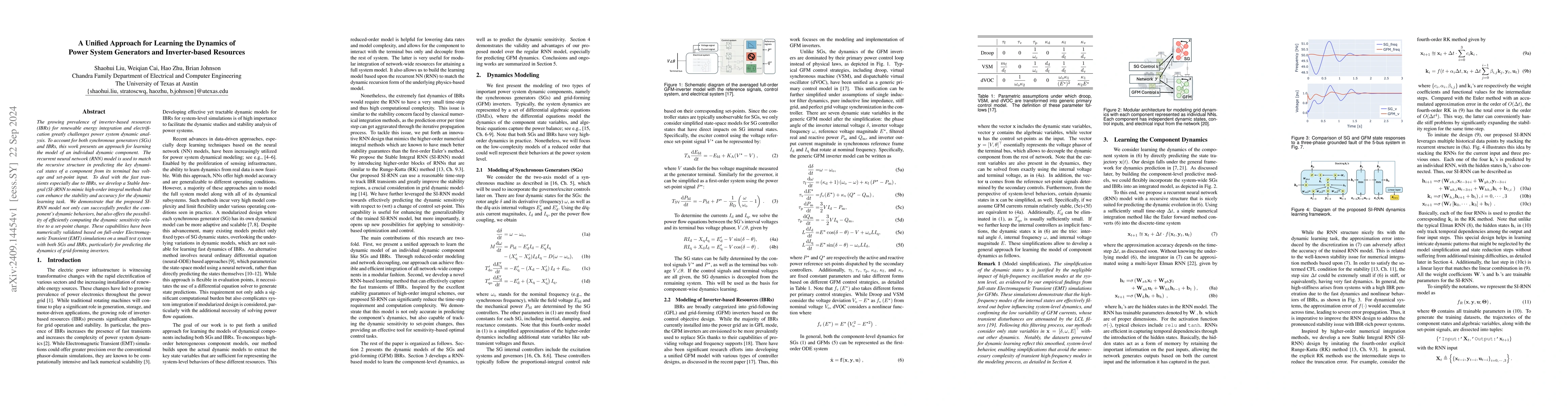 Thumbnail for A Unified Approach for Learning the Dynamics of Power System Generators
  and Inverter-based Resources