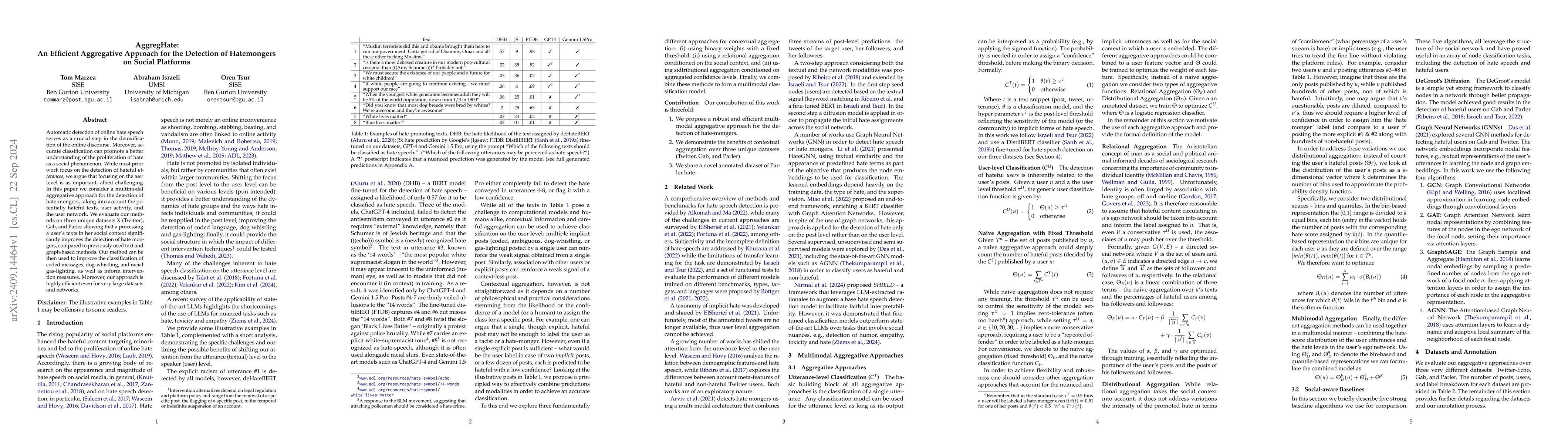 Thumbnail for AggregHate: An Efficient Aggregative Approach for the Detection of
  Hatemongers on Social Platforms