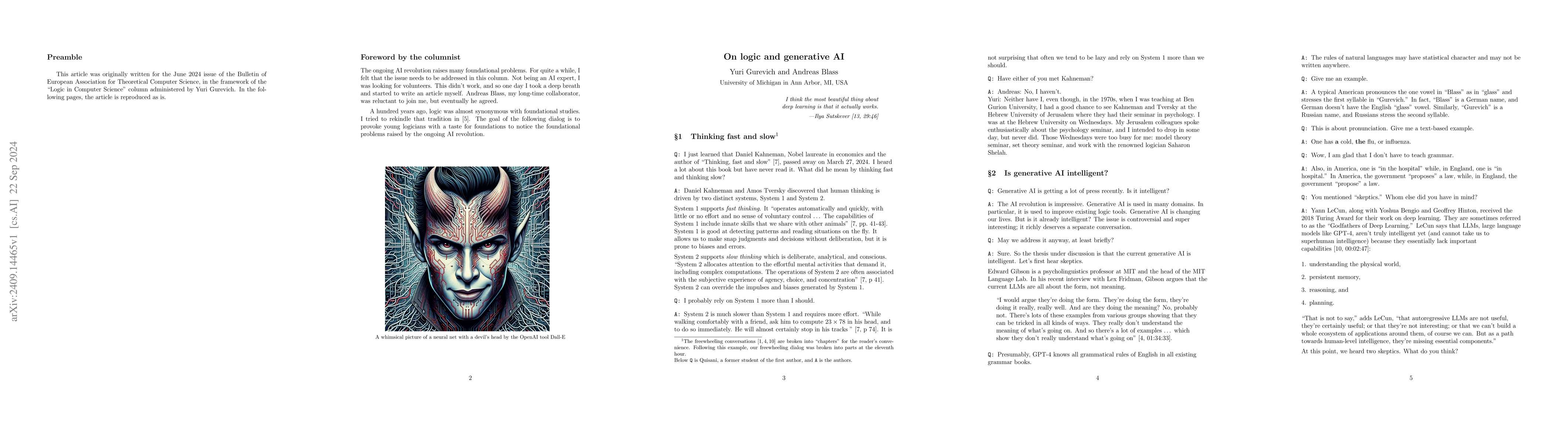 Thumbnail for On logic and generative AI