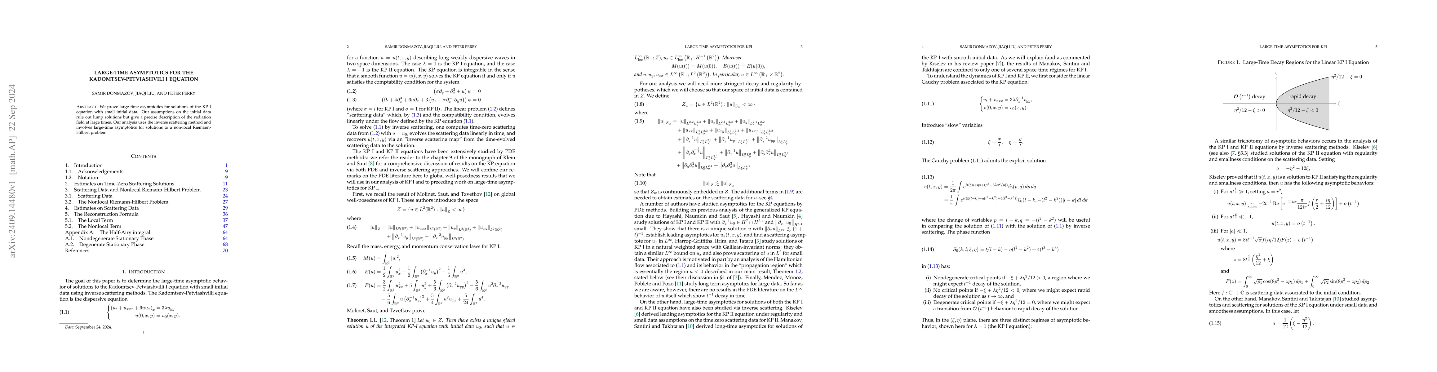 Thumbnail for Large-Time Asymptotics for the Kadomtsev-Petviashvili I Equation