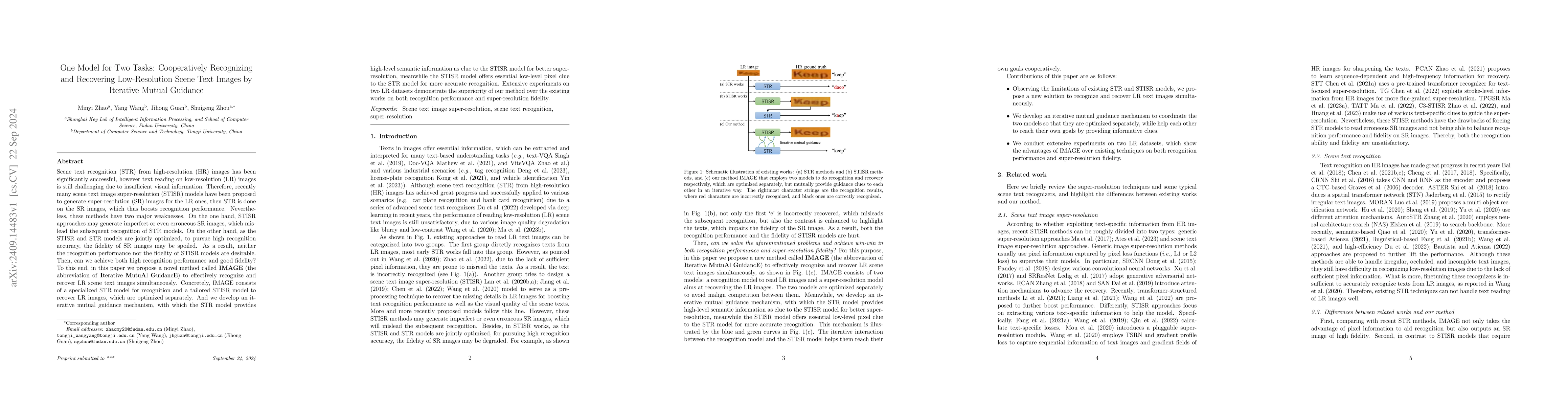 Thumbnail for One Model for Two Tasks: Cooperatively Recognizing and Recovering
  Low-Resolution Scene Text Images by Iterative Mutual Guidance