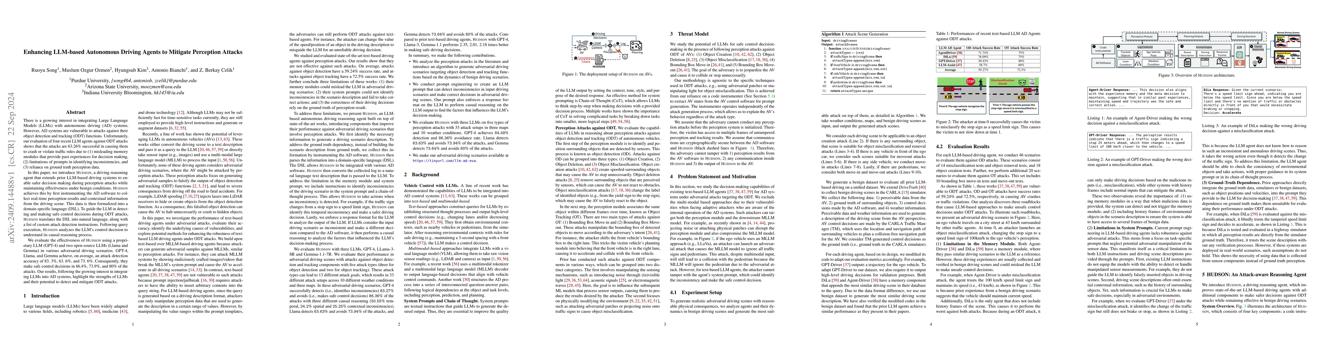 Thumbnail for Enhancing LLM-based Autonomous Driving Agents to Mitigate Perception
  Attacks