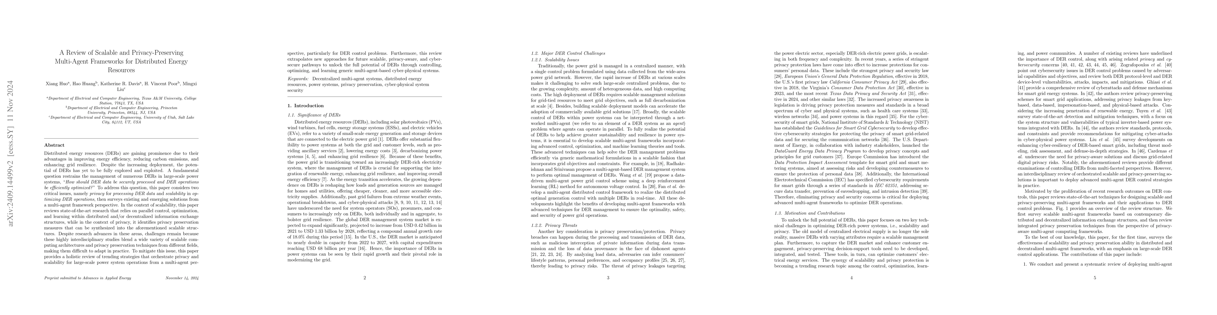 Thumbnail for A Review of Scalable and Privacy-Preserving Multi-Agent Frameworks for
  Distributed Energy Resources