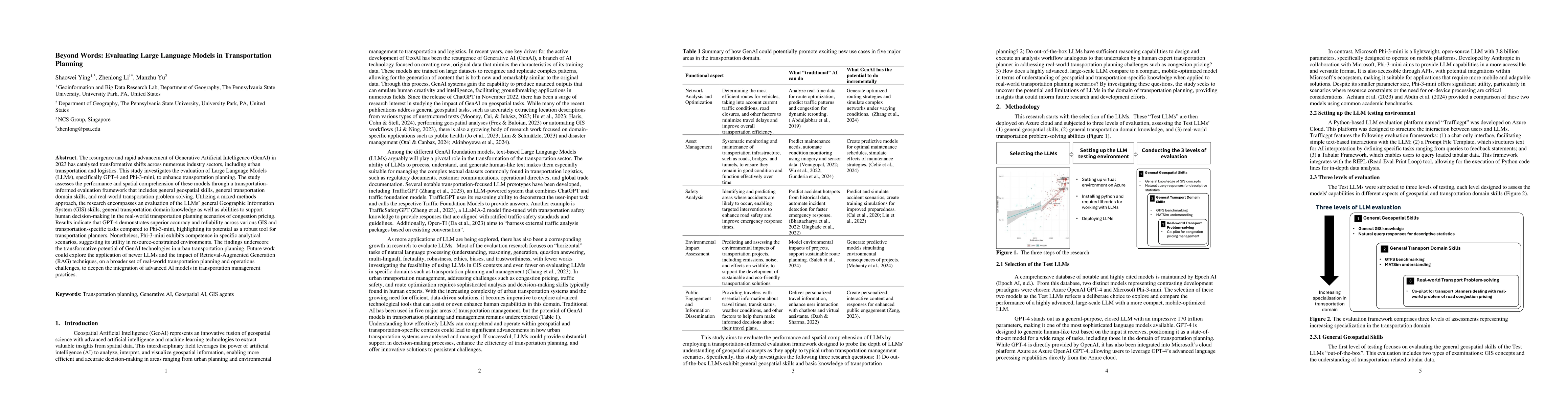 Thumbnail for Beyond Words: Evaluating Large Language Models in Transportation
  Planning