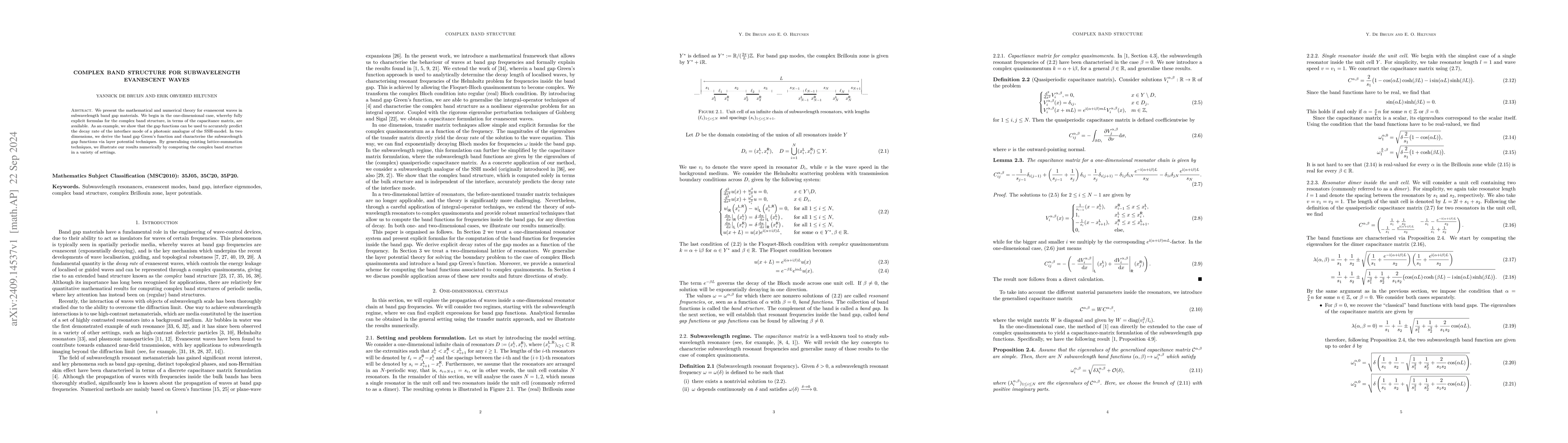 Thumbnail for Complex Band Structure for Subwavelength Evanescent Waves