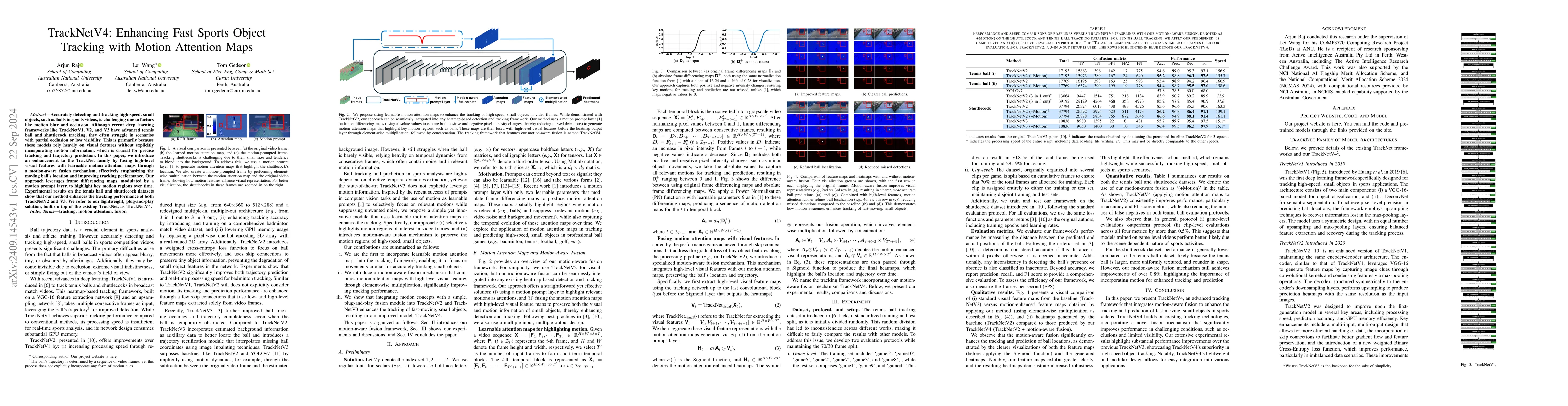 Thumbnail for TrackNetV4: Enhancing Fast Sports Object Tracking with Motion Attention
  Maps