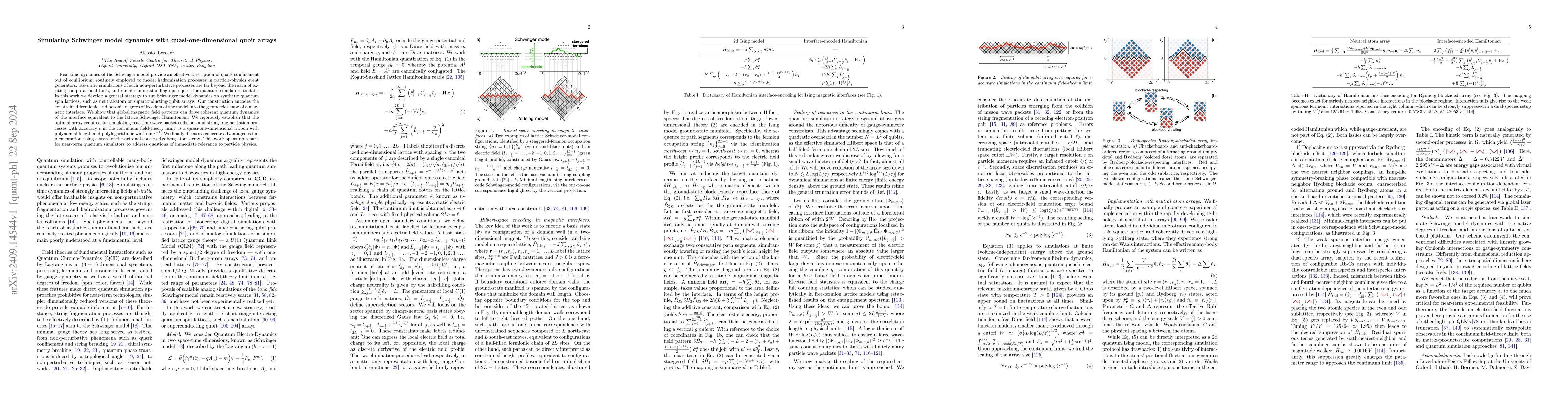 Thumbnail for Simulating Schwinger model dynamics with quasi-one-dimensional qubit
  arrays