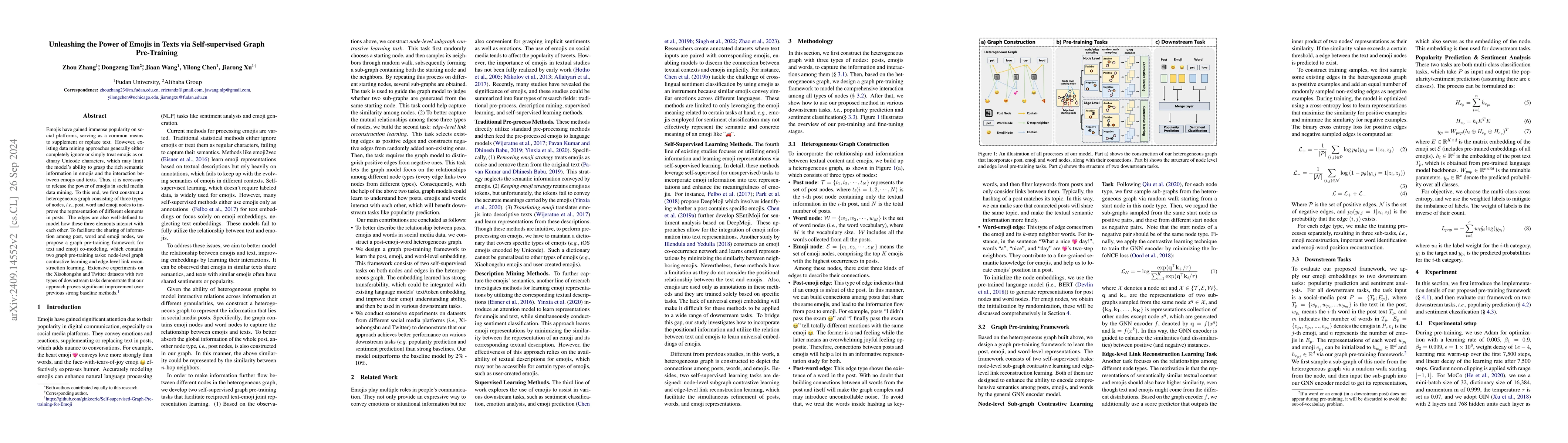 Thumbnail for Unleashing the Power of Emojis in Texts via Self-supervised Graph
  Pre-Training