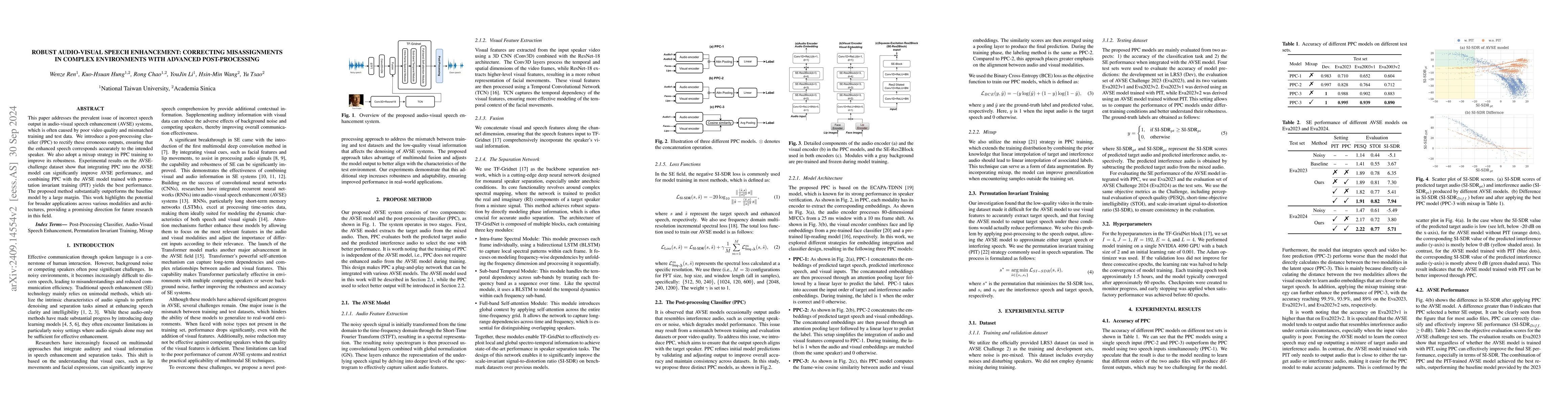 Thumbnail for Robust Audio-Visual Speech Enhancement: Correcting Misassignments in
  Complex Environments with Advanced Post-Processing