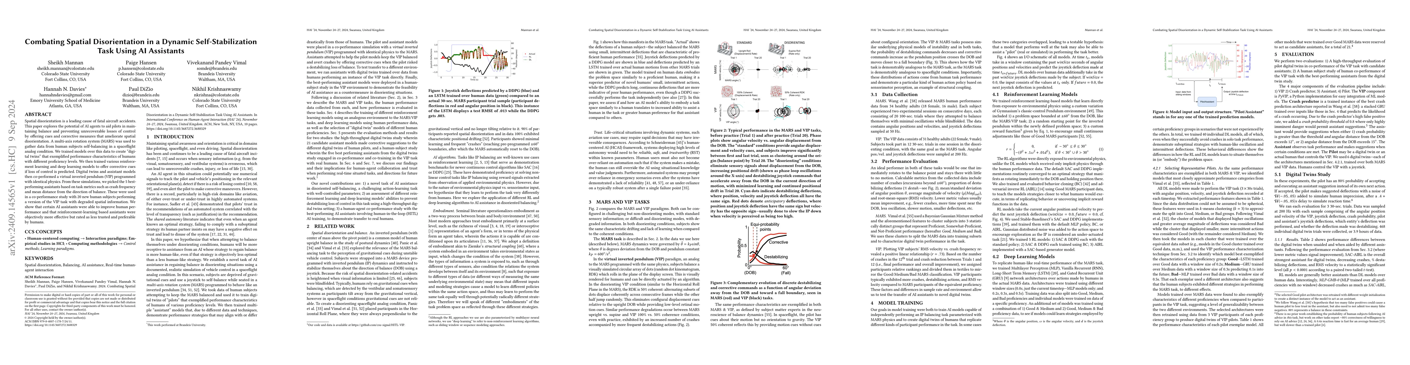 Thumbnail for Combating Spatial Disorientation in a Dynamic Self-Stabilization Task
  Using AI Assistants