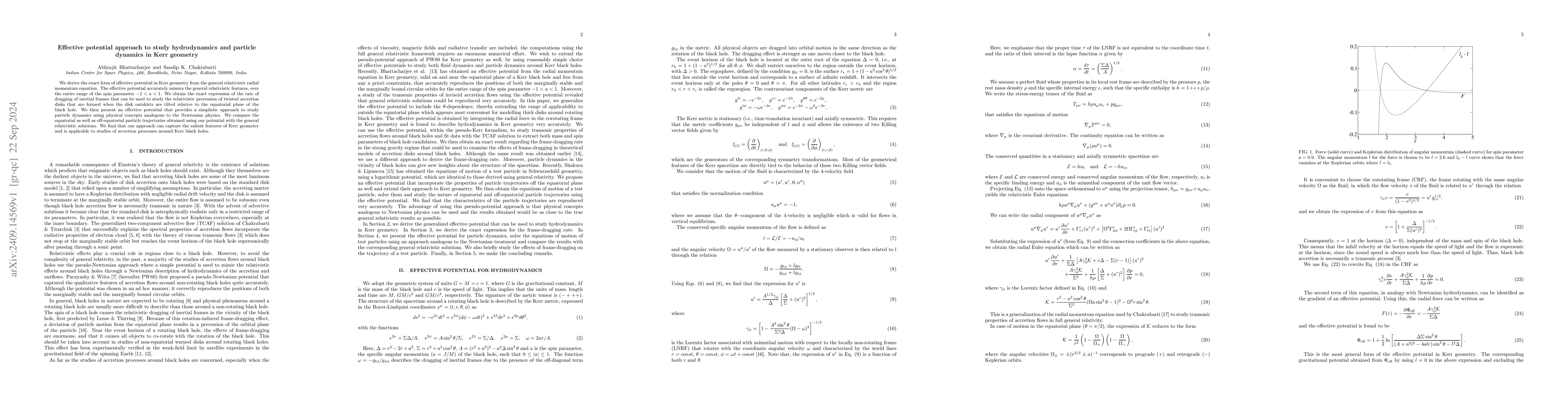 Thumbnail for Effective potential approach to study hydrodynamics and particle
  dynamics in Kerr geometry