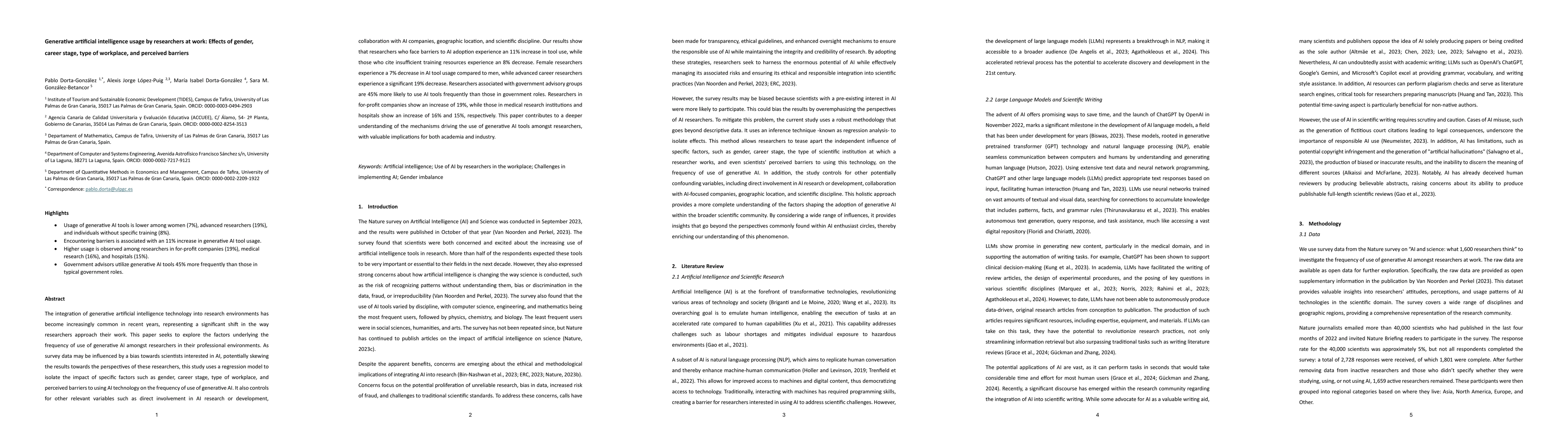Thumbnail for Generative artificial intelligence usage by researchers at work: Effects
  of gender, career stage, type of workplace, and perceived barriers