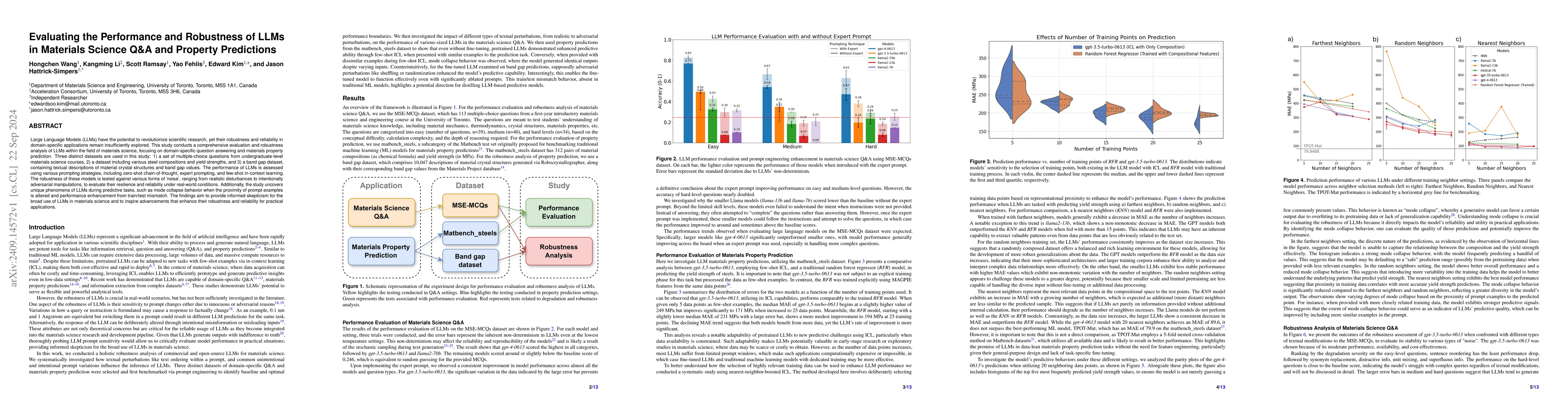 Thumbnail for Evaluating the Performance and Robustness of LLMs in Materials Science
  Q&A and Property Predictions