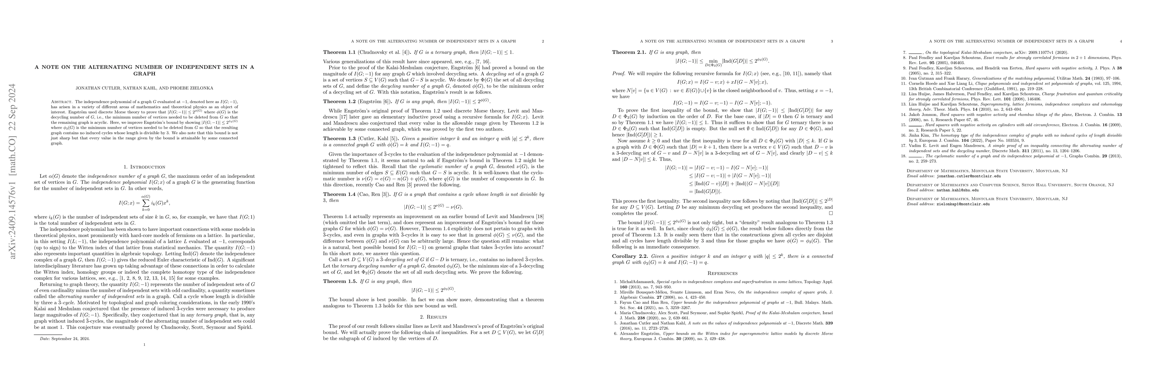 Thumbnail for A note on the alternating number of independent sets in a graph