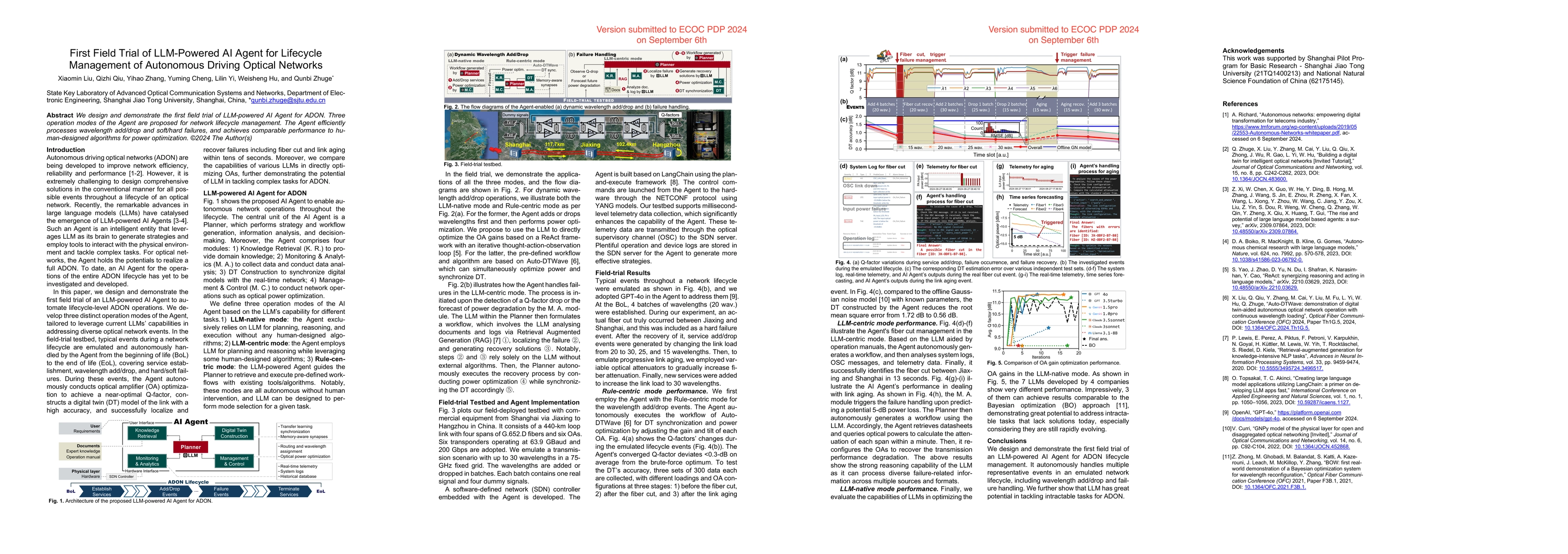 Thumbnail for First Field Trial of LLM-Powered AI Agent for Lifecycle Management of
  Autonomous Driving Optical Networks