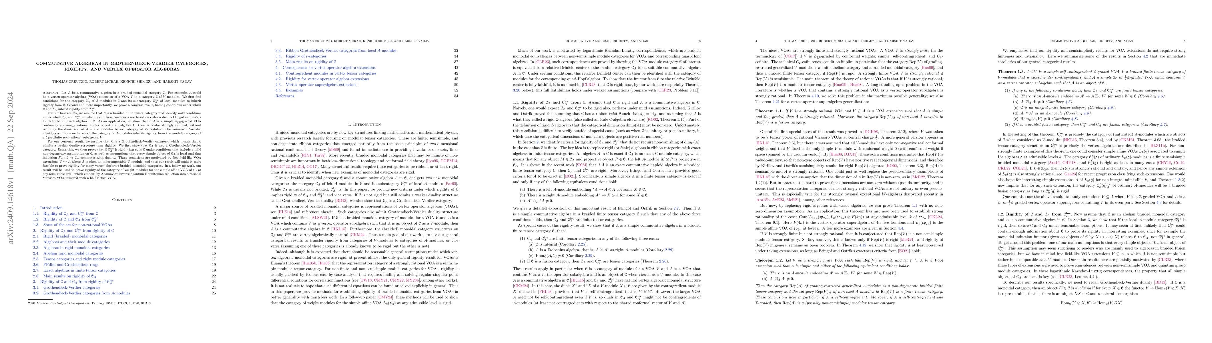 Thumbnail for Commutative algebras in Grothendieck-Verdier categories, rigidity, and
  vertex operator algebras