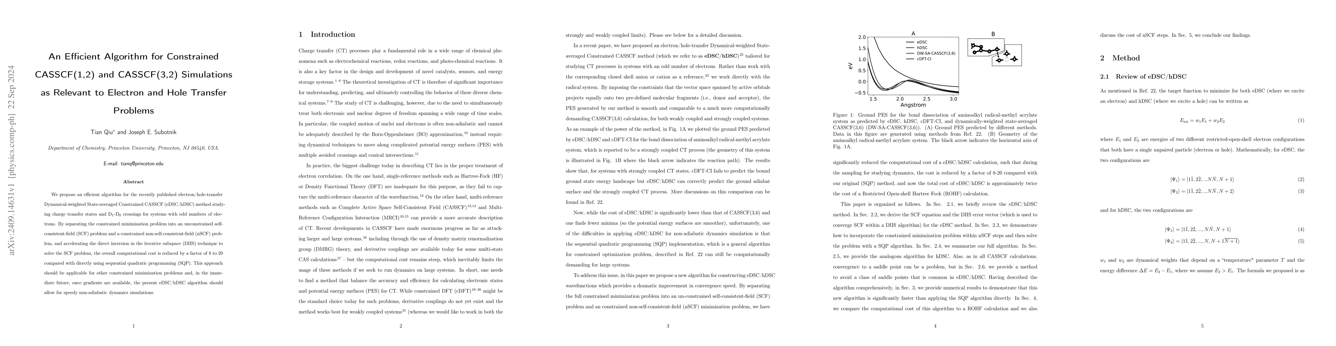 Thumbnail for An Efficient Algorithm for Constrained CASSCF(1,2) and CASSCF(3,2)
  Simulations as Relevant to Electron and Hole Transfer Problems