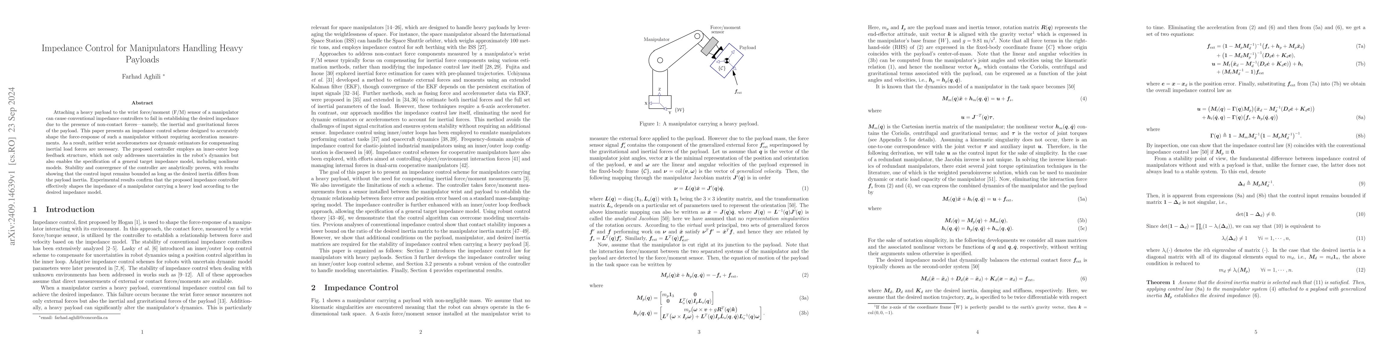 Thumbnail for Impedance Control for Manipulators Handling Heavy Payloads