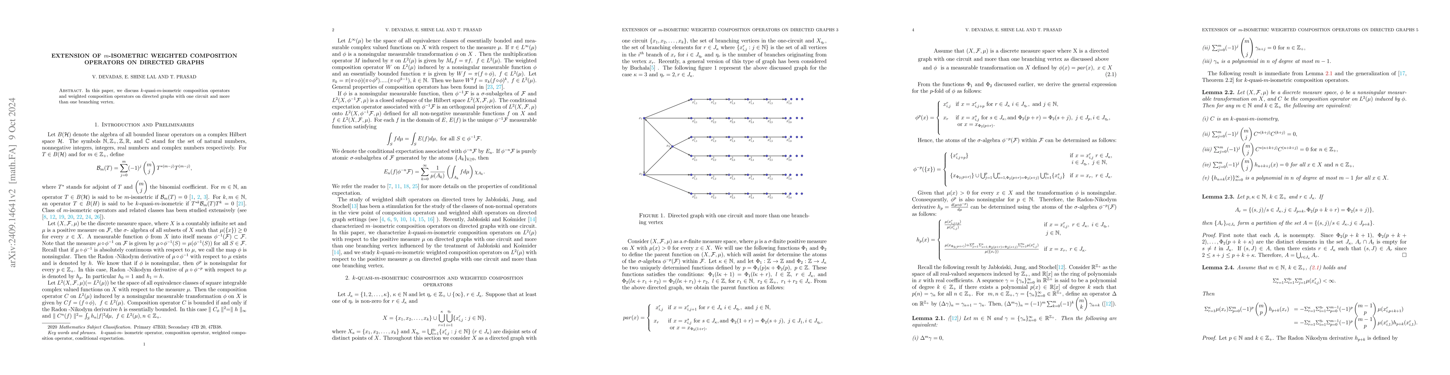 Thumbnail for Extension of m-isometric weighted composition operators on directed
  graphs