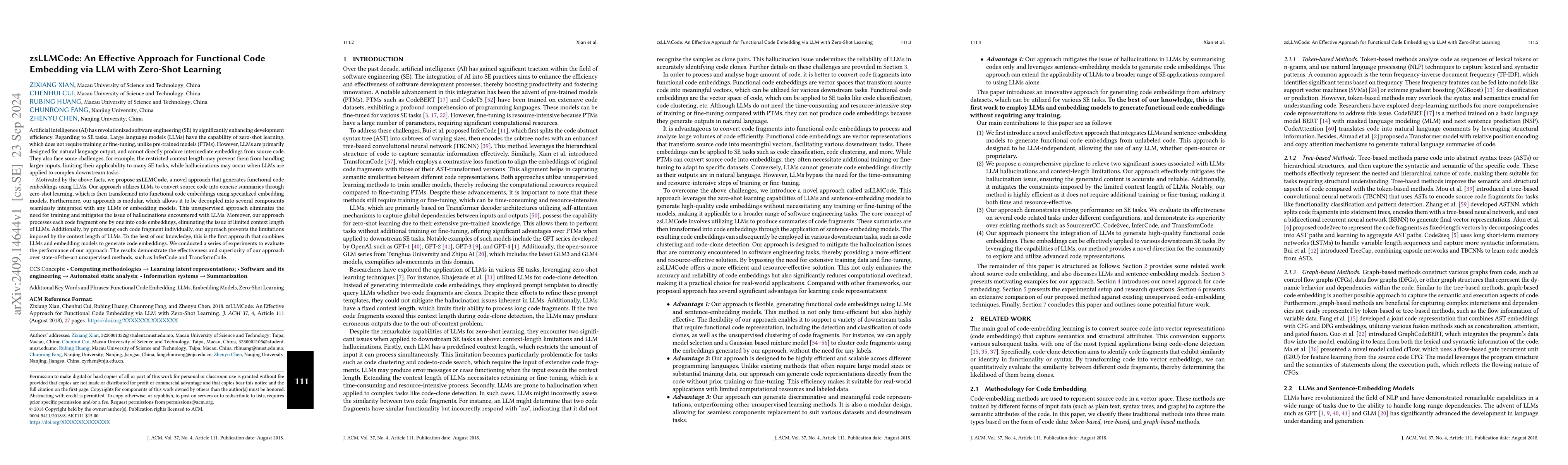 Thumbnail for zsLLMCode: An Effective Approach for Functional Code Embedding via LLM
  with Zero-Shot Learning