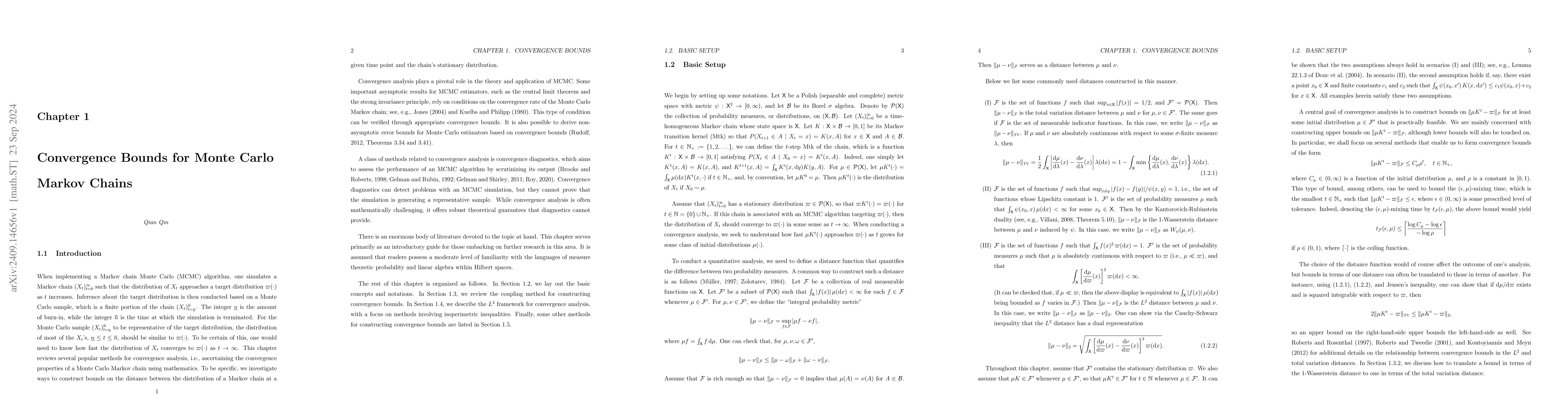 Thumbnail for Convergence Bounds for Monte Carlo Markov Chains