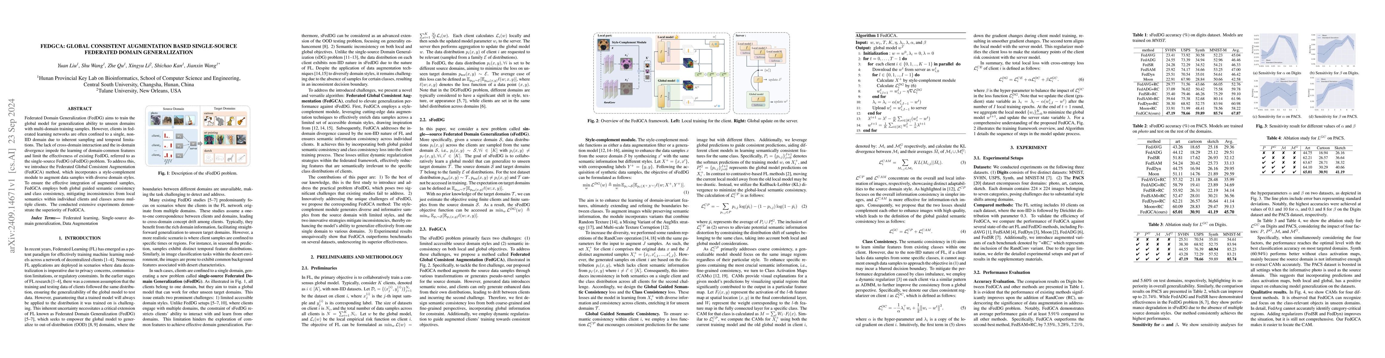 Thumbnail for FedGCA: Global Consistent Augmentation Based Single-Source Federated
  Domain Generalization