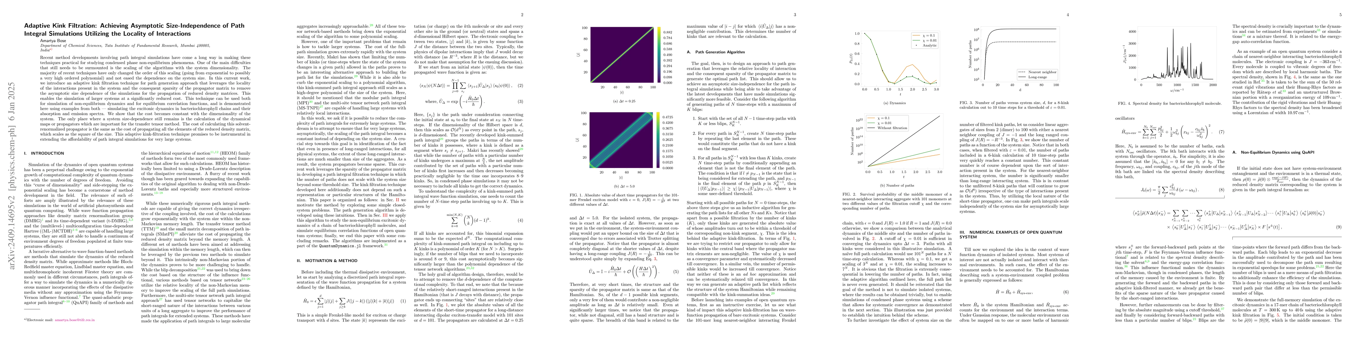 Thumbnail for Adaptive Kink Filtration: Achieving Asymptotic Size-Independence of Path
  Integral Simulations Utilizing the Locality of Interactions