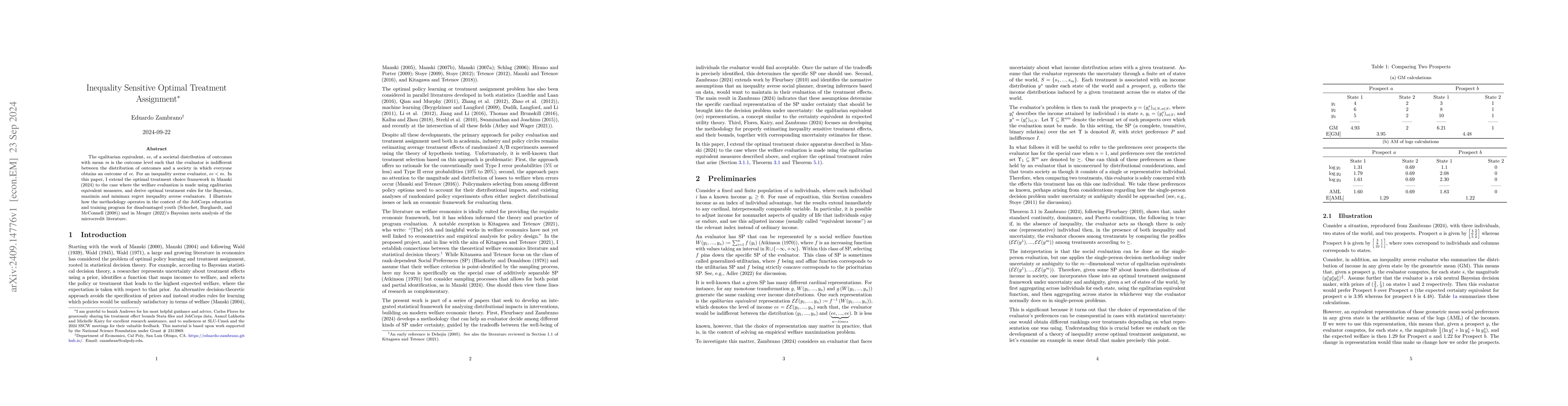 Thumbnail for Inequality Sensitive Optimal Treatment Assignment