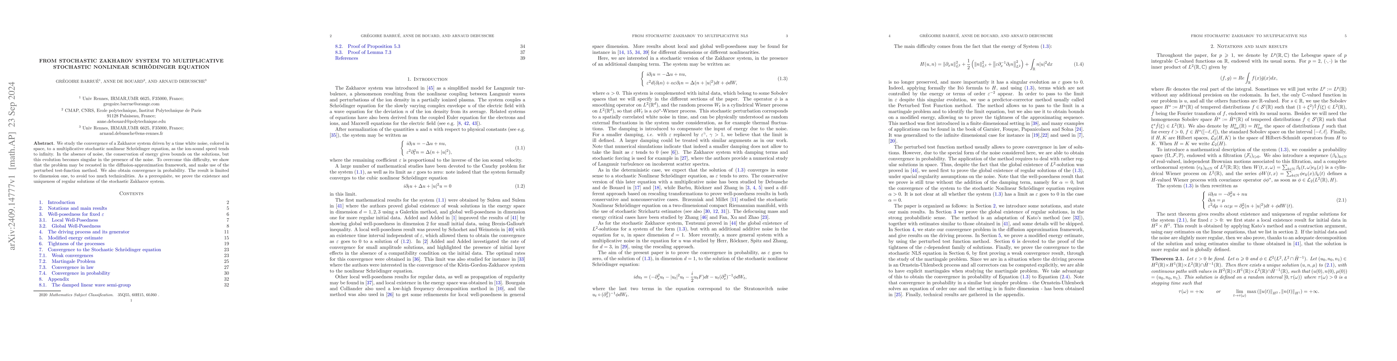 Thumbnail for From Stochastic Zakharov System to Multiplicative Stochastic Nonlinear
  Schr{ö}dinger Equation