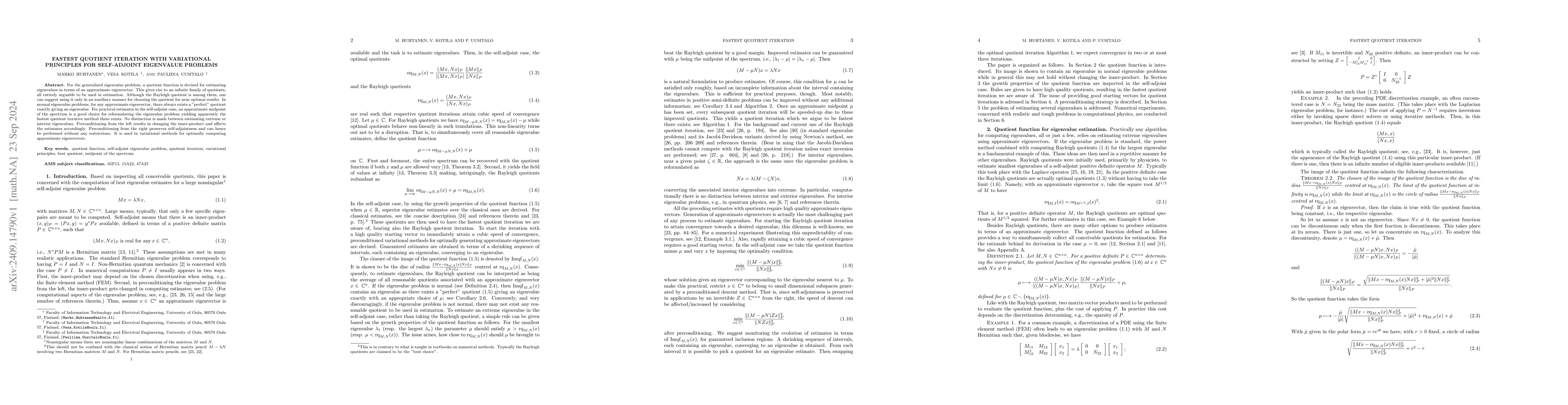 Thumbnail for Fastest quotient iteration with variational principles for self-adjoint
  eigenvalue problems