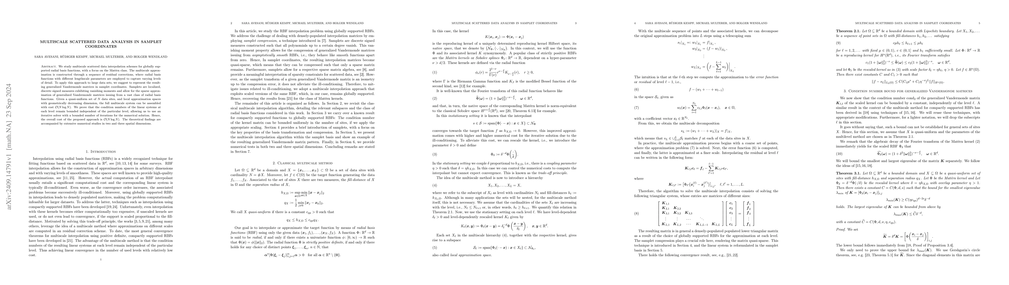 Thumbnail for Multiscale scattered data analysis in samplet coordinates