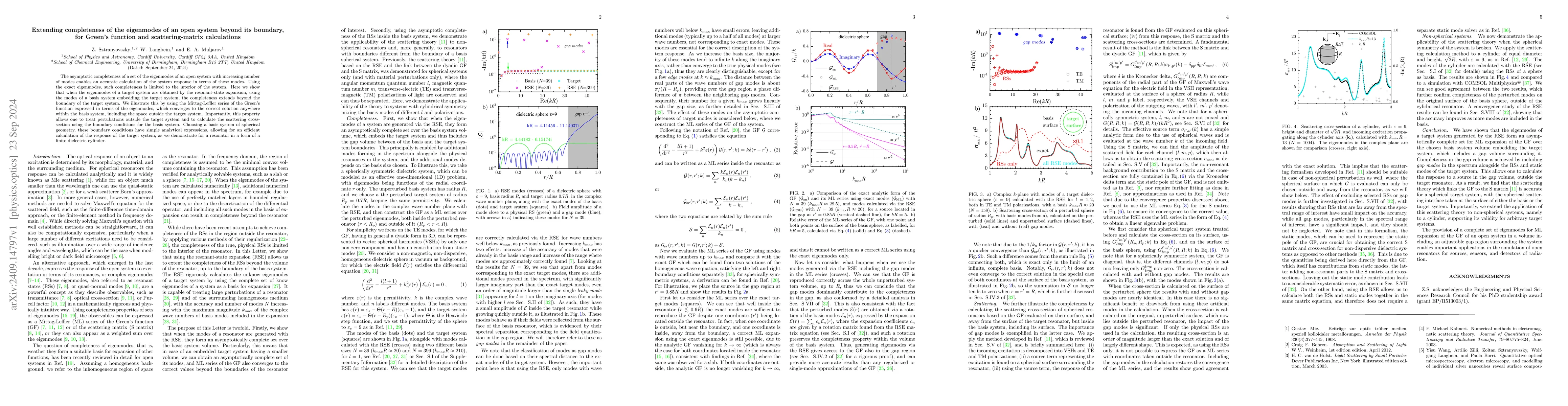 Thumbnail for Extending completeness of the eigenmodes of an open system beyond its
  boundary, for Green's function and scattering-matrix calculations