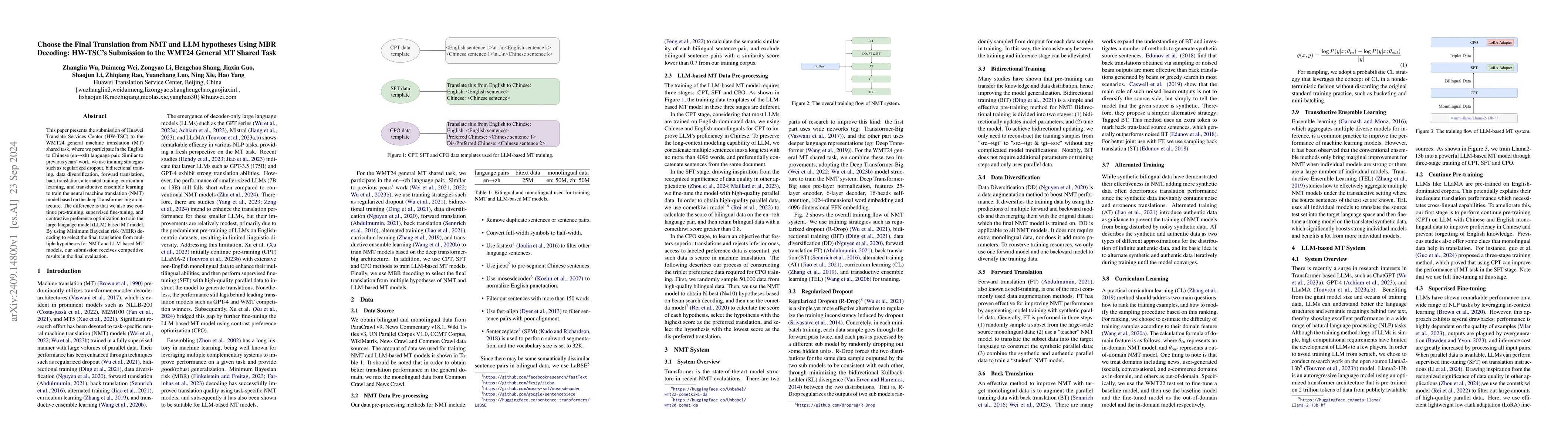 Thumbnail for Choose the Final Translation from NMT and LLM hypotheses Using MBR
  Decoding: HW-TSC's Submission to the WMT24 General MT Shared Task