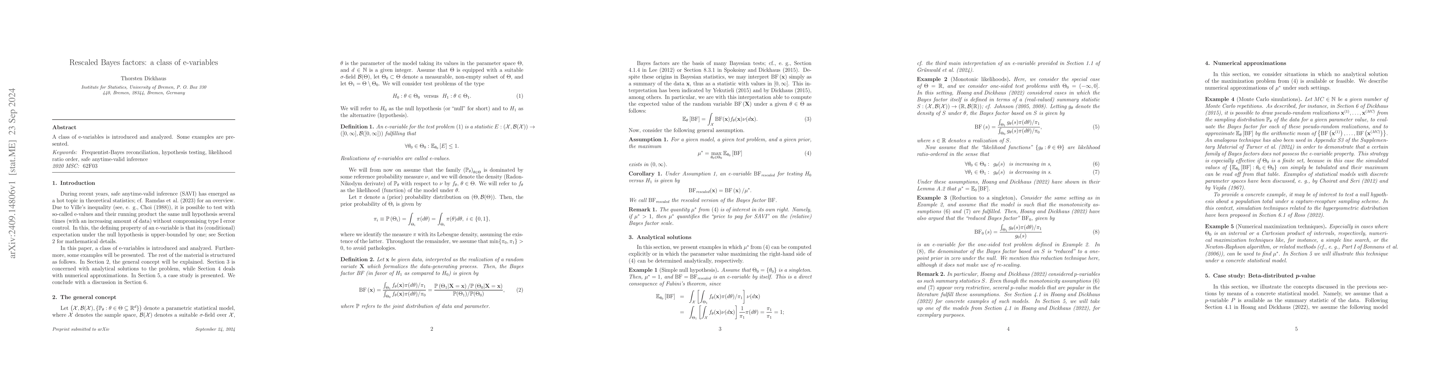 Thumbnail for Rescaled Bayes factors: a class of e-variables