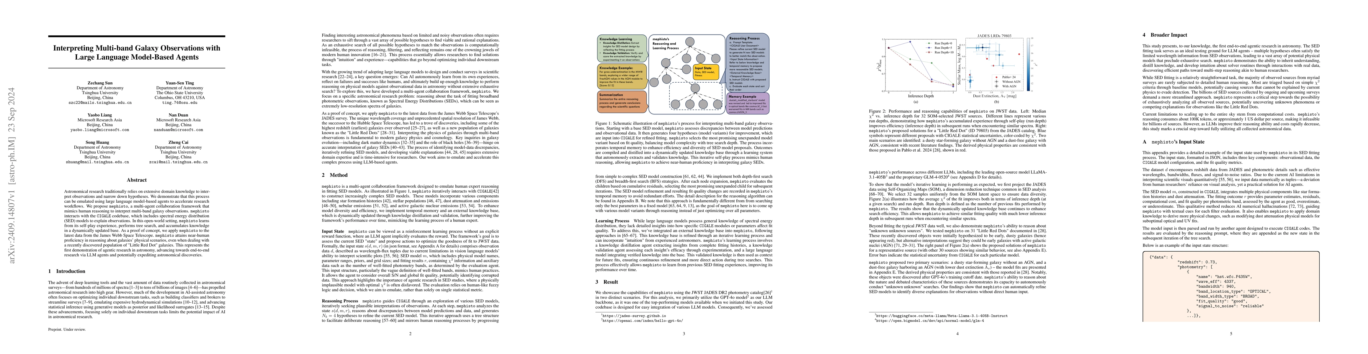 Thumbnail for Interpreting Multi-band Galaxy Observations with Large Language
  Model-Based Agents