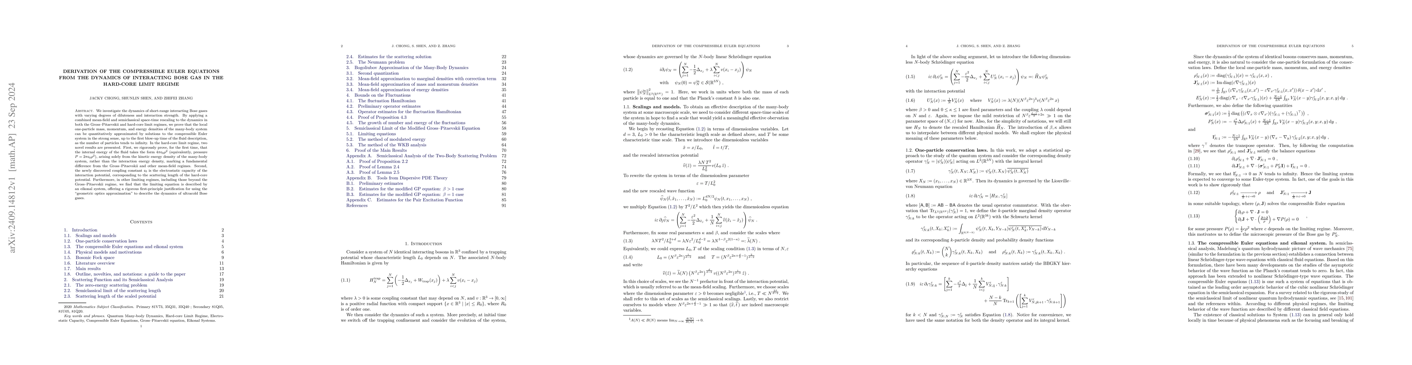 Thumbnail for Derivation of the compressible Euler equations from the dynamics of
  interacting Bose gas in the hard-core limit regime