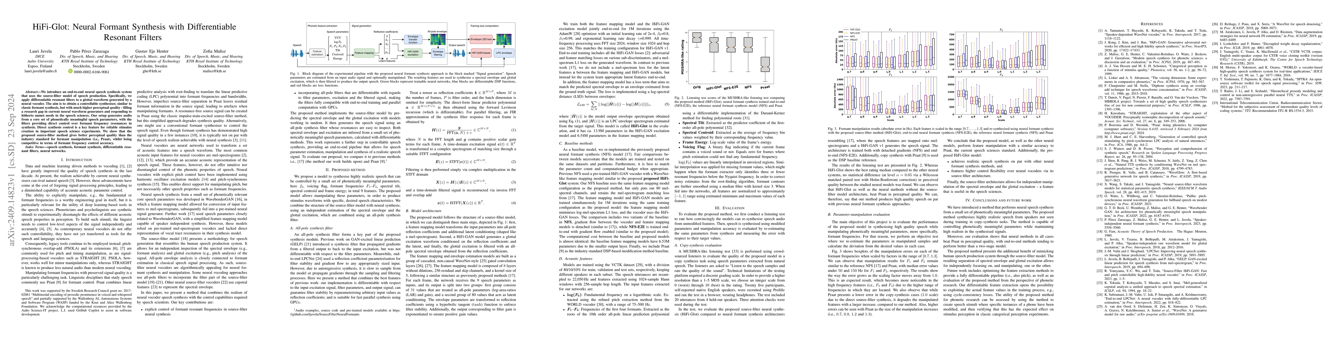 Thumbnail for HiFi-Glot: Neural Formant Synthesis with Differentiable Resonant Filters