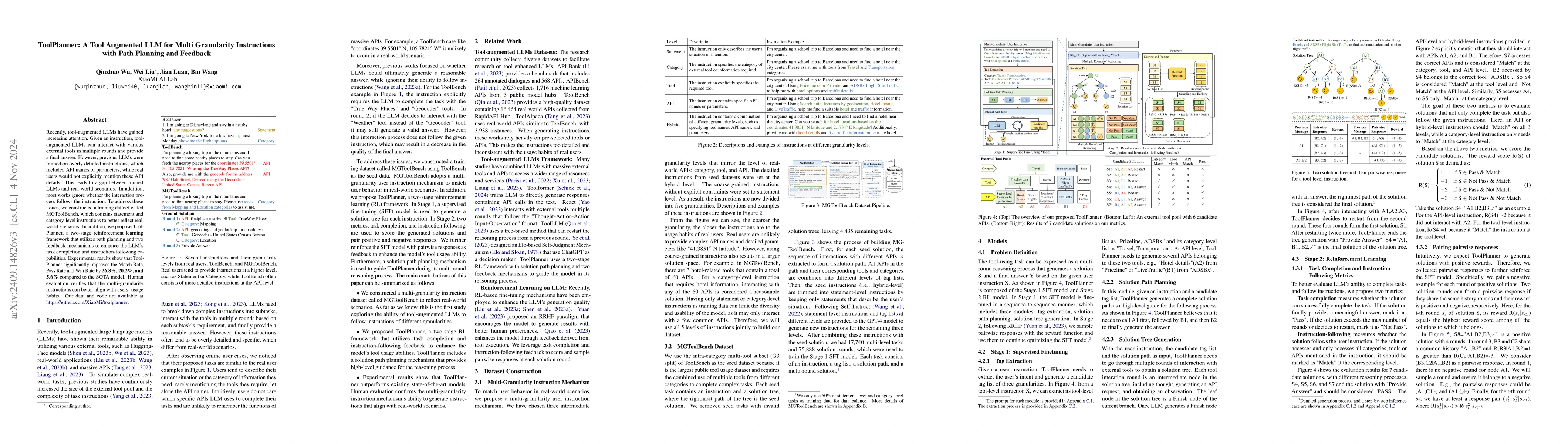 Thumbnail for ToolPlanner: A Tool Augmented LLM for Multi Granularity Instructions
  with Path Planning and Feedback