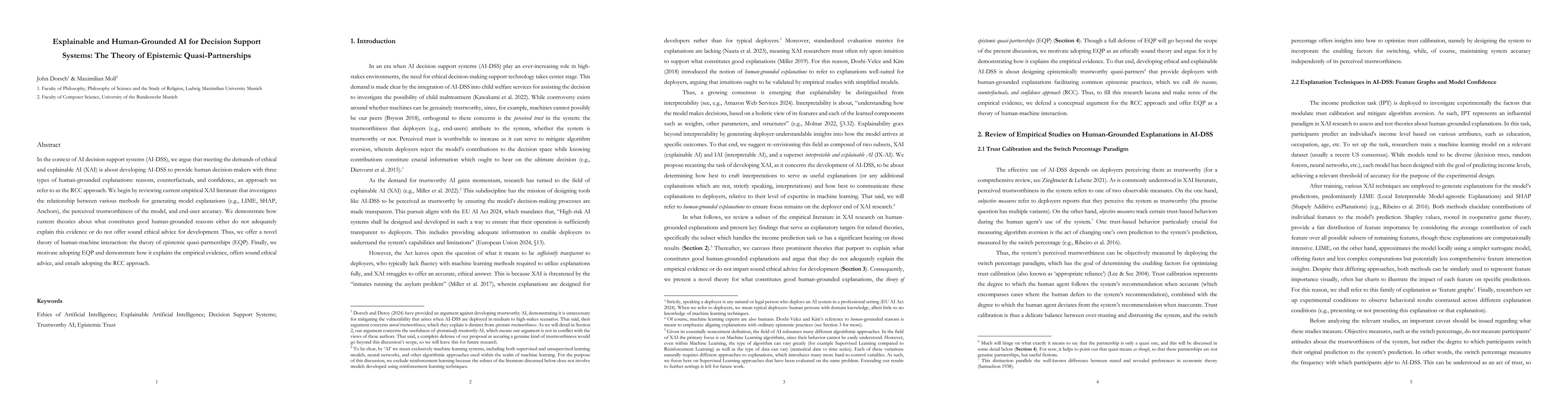 Thumbnail for Explainable and Human-Grounded AI for Decision Support Systems: The
  Theory of Epistemic Quasi-Partnerships